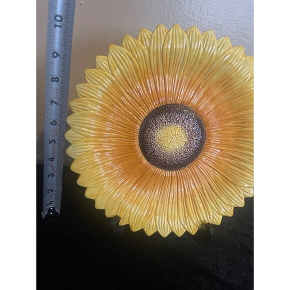 Sunflower Ceramic Decorative Plate Made In ITALY Serving Pottery 10" Diameter - Picture 7 of 11